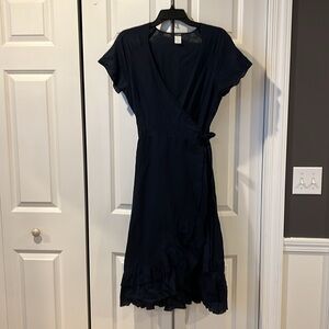 J. Crew Linen Blend Wrap Dress w/Removable Liner